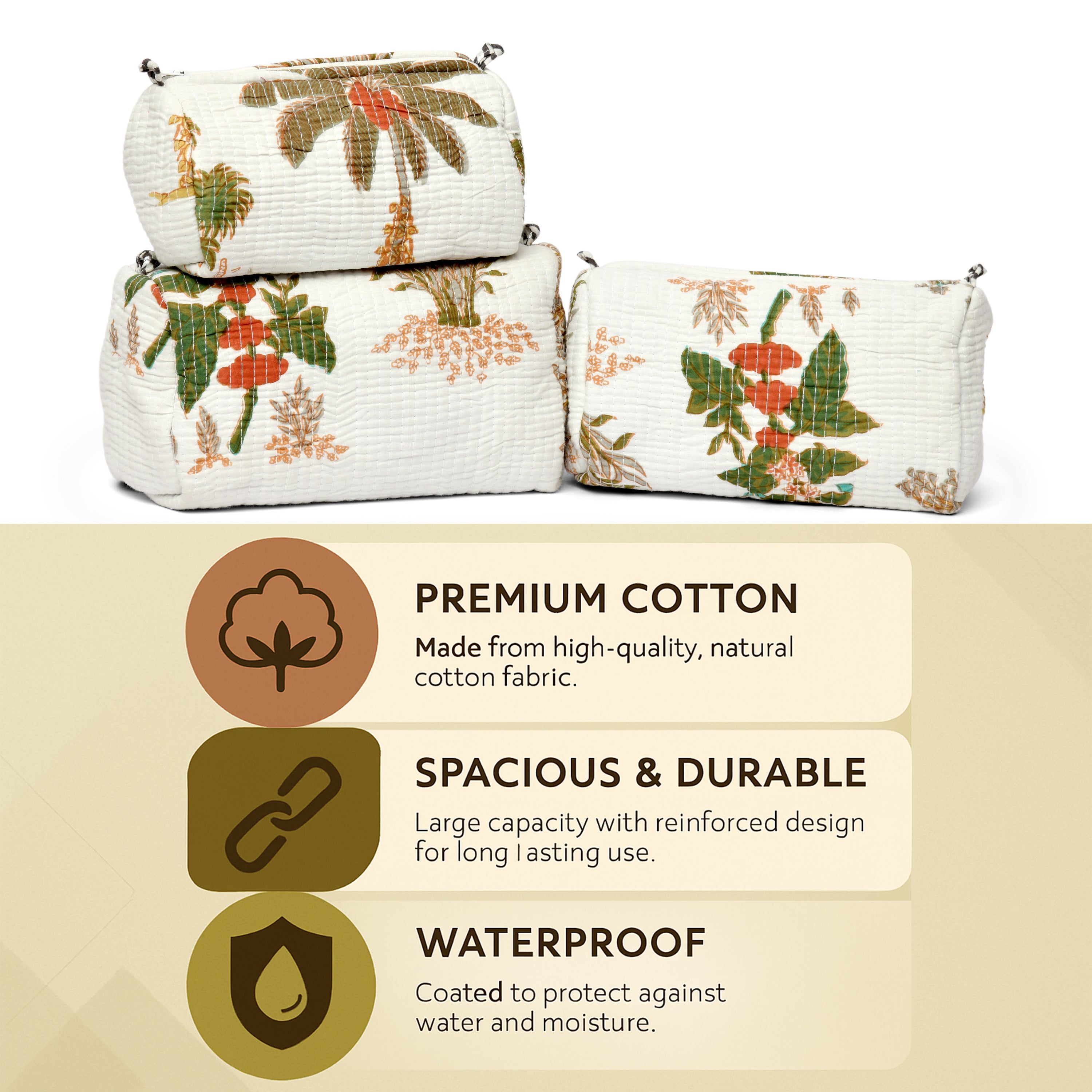 Travel Toiletry Bag – Unisex Makeup & Shaving Kit Organizer with Handle – Multipurpose Cosmetic Pouch for Travel & Storage (White Floral)