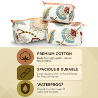 Beige Peacock Quilted Cotton Pouch Set of 3 thumbnail 2