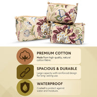 Beige Botanica Quilted Cotton Pouch Set of 3 thumbnail 2