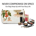 Travel Toiletry Bag – Unisex Makeup & Shaving Kit Organizer with Handle – Multipurpose Cosmetic Pouch for Travel & Storage (White Floral)