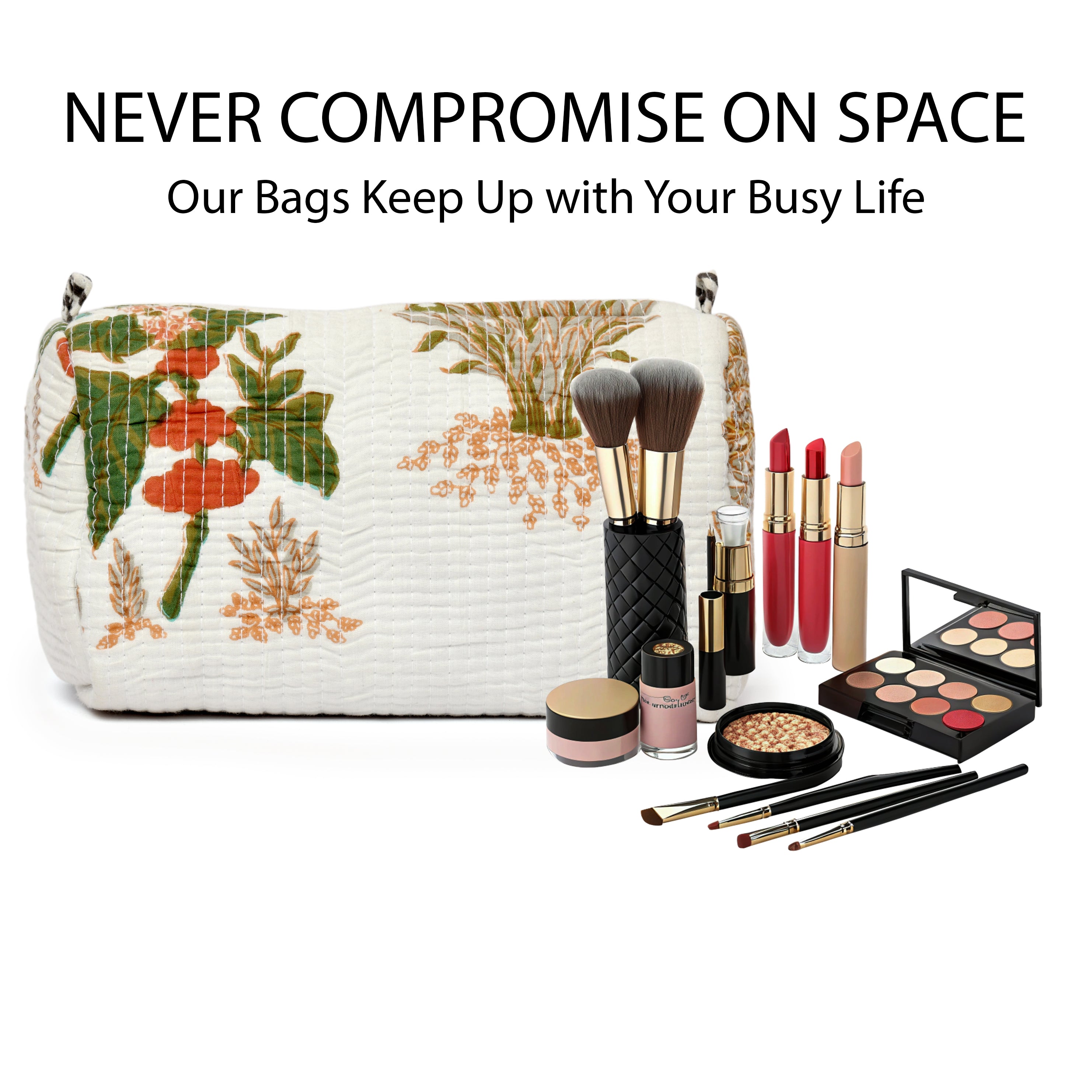 Travel Toiletry Bag – Unisex Makeup & Shaving Kit Organizer with Handle – Multipurpose Cosmetic Pouch for Travel & Storage (White Floral)