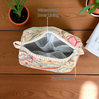 Beige Floral Quilted Cotton Pouch Set of 3 thumbnail 6