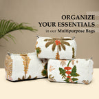 Travel Toiletry Bag – Unisex Makeup & Shaving Kit Organizer with Handle – Multipurpose Cosmetic Pouch for Travel & Storage (White Floral)