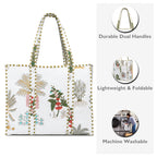 Premium Quilted Tote Bag with Matching Pouches Combo Set – Durable, Lightweight, Multipurpose Bag for Travel, Office & Daily Essentials (White Floral)