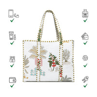White Floral Quilted Cotton Tote Bag (18x18) thumbnail 6