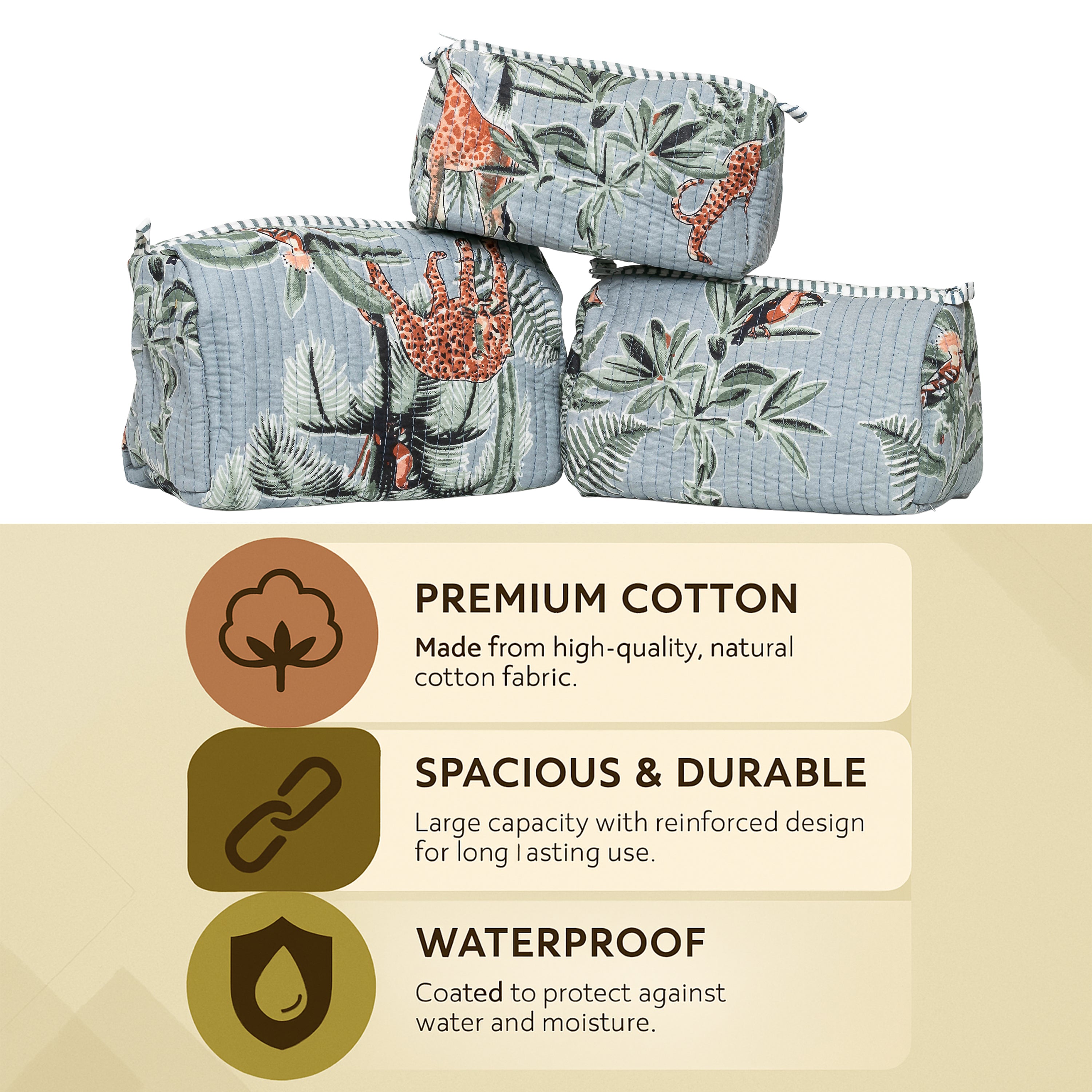 Travel Toiletry Bag – Unisex Makeup & Shaving Kit Organizer with Handle – Multipurpose Cosmetic Pouch for Travel & Storage (Grey Floral)