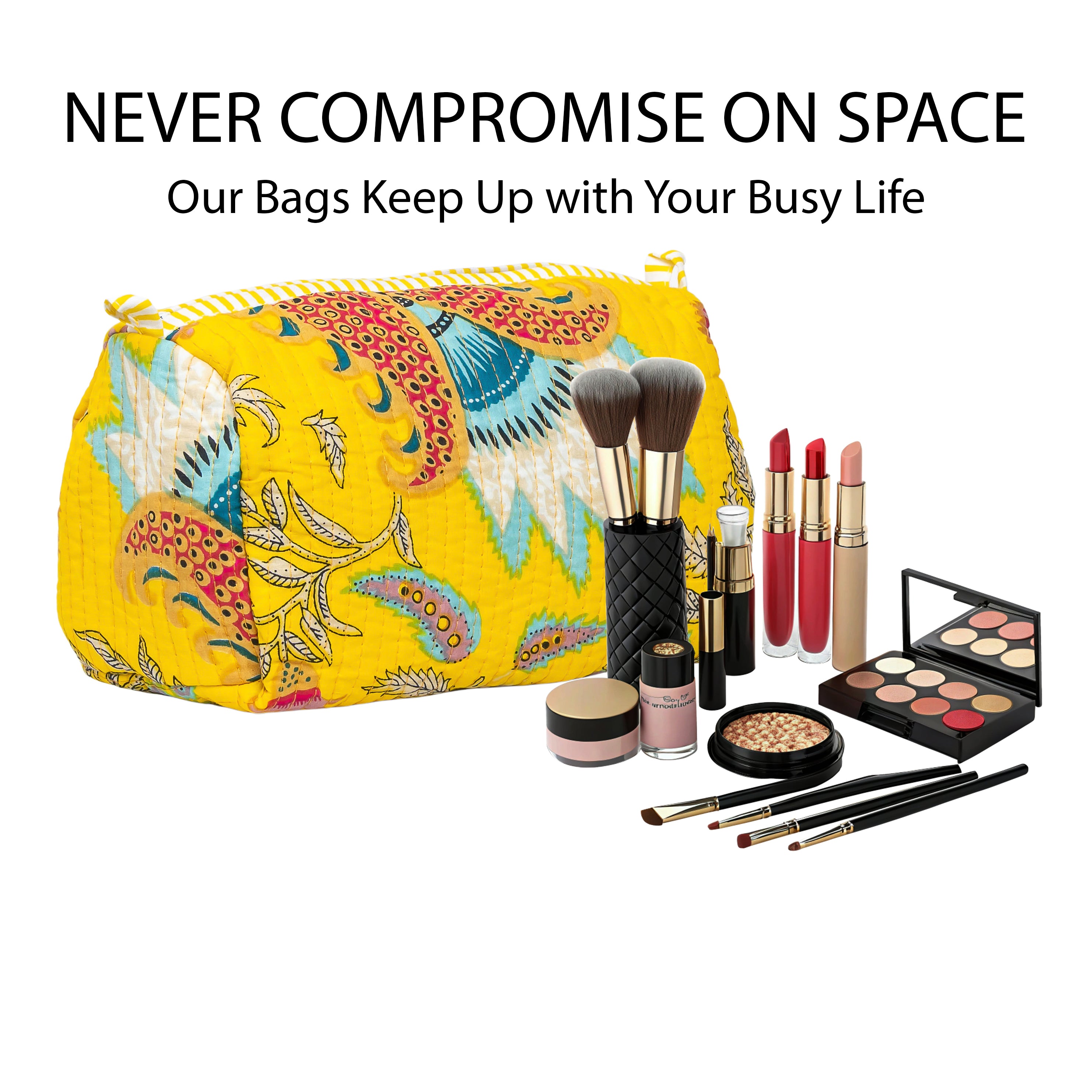 Travel Toiletry Bag – Unisex Makeup & Shaving Kit Organizer with Handle – Multipurpose Cosmetic Pouch for Travel & Storage (Yellow Floral)