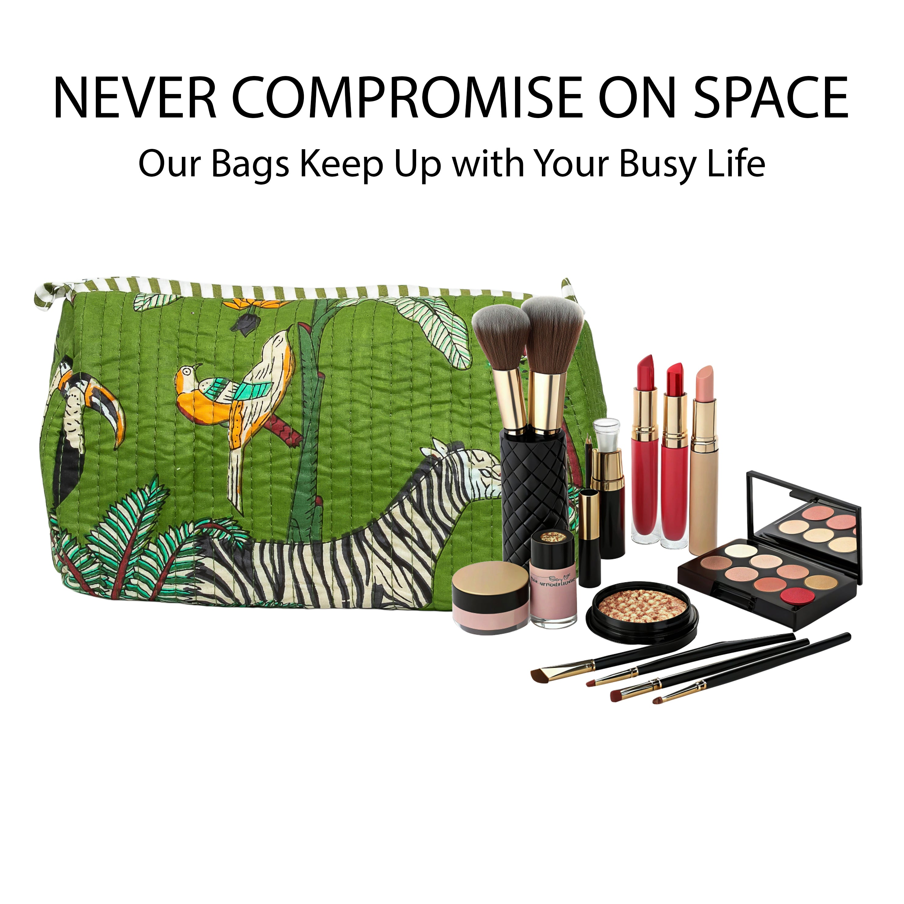 Travel Toiletry Bag – Unisex Makeup & Shaving Kit Organizer with Handle – Multipurpose Cosmetic Pouch for Travel & Storage (Green Jungle)