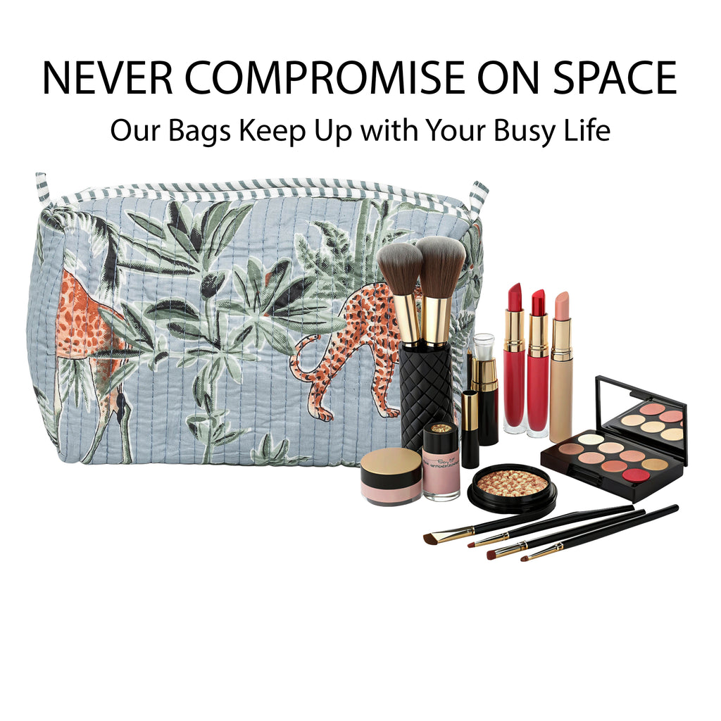 Travel Toiletry Bag – Unisex Makeup & Shaving Kit Organizer with Handle – Multipurpose Cosmetic Pouch for Travel & Storage (Grey Floral)