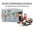 Travel Toiletry Bag – Unisex Makeup & Shaving Kit Organizer with Handle – Multipurpose Cosmetic Pouch for Travel & Storage (Grey Floral)