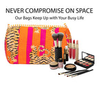 Travel Toiletry Bag – Unisex Makeup & Shaving Kit Organizer with Handle – Multipurpose Cosmetic Pouch for Travel & Storage (Orange Tiger)