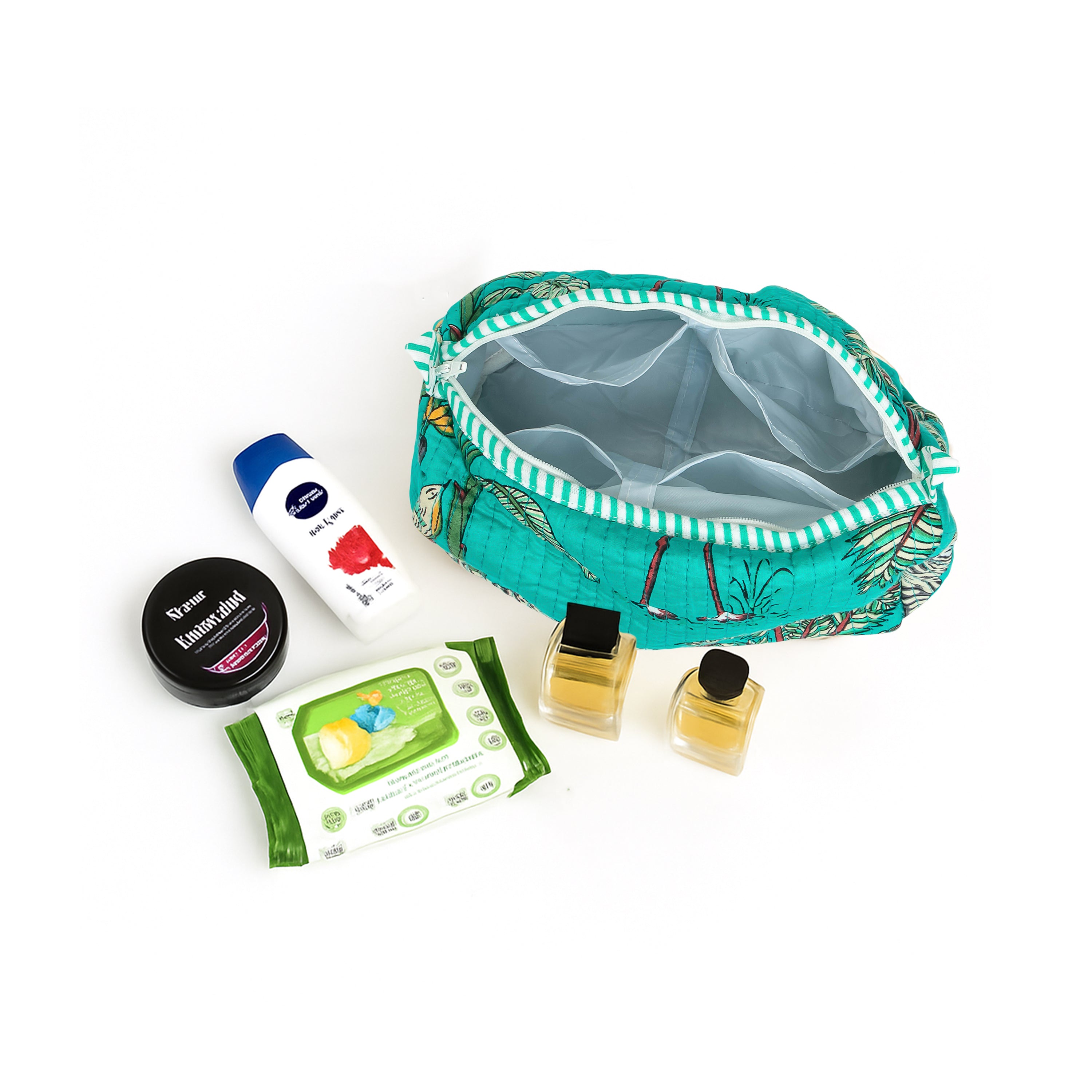 Travel Toiletry Bag – Unisex Makeup & Shaving Kit Organizer with Handle – Multipurpose Cosmetic Pouch for Travel & Storage (Turquoise Jungle)