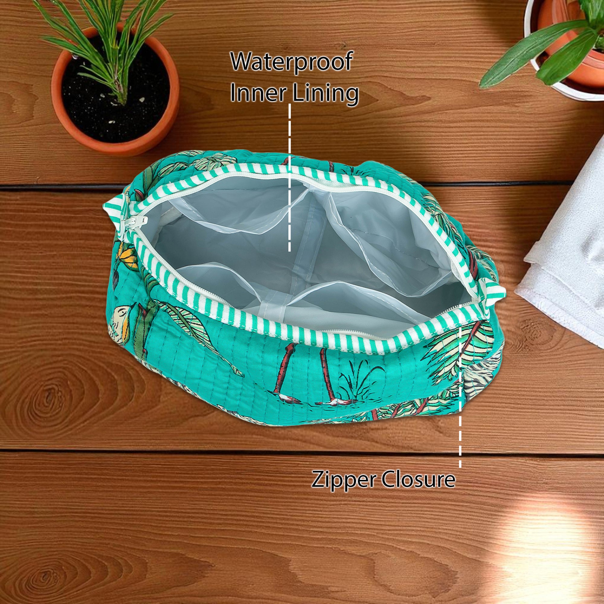 Travel Toiletry Bag – Unisex Makeup & Shaving Kit Organizer with Handle – Multipurpose Cosmetic Pouch for Travel & Storage (Turquoise Jungle)