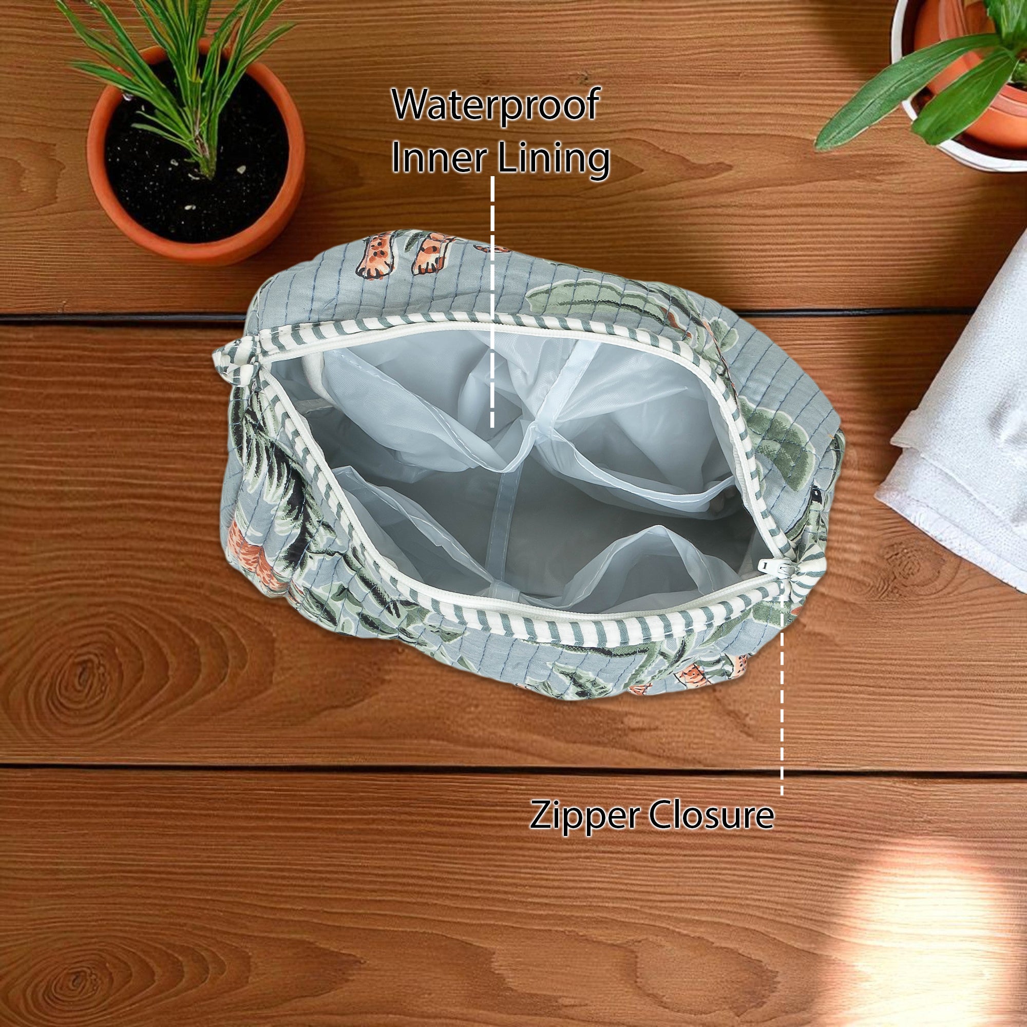 Travel Toiletry Bag – Unisex Makeup & Shaving Kit Organizer with Handle – Multipurpose Cosmetic Pouch for Travel & Storage (Grey Floral)
