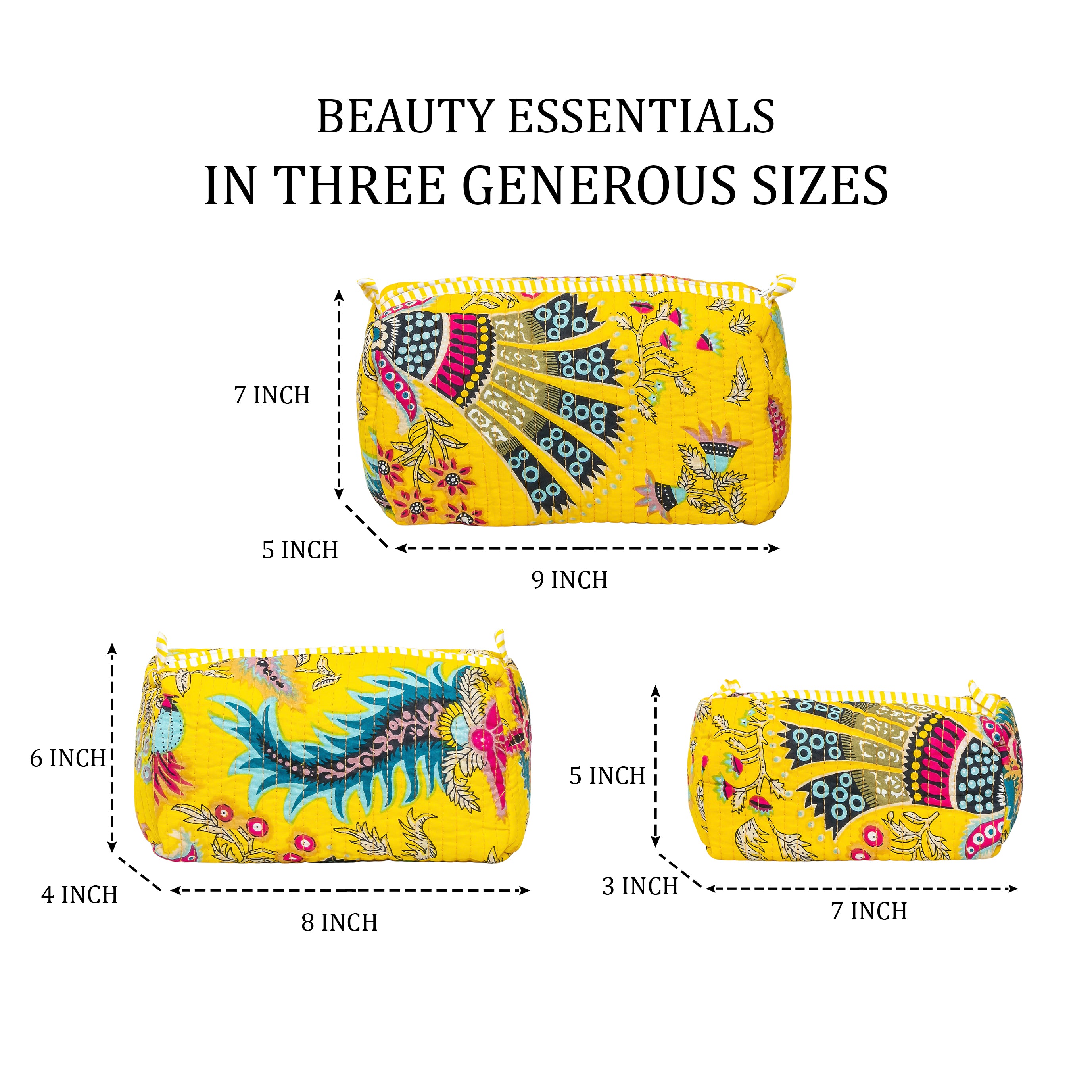 Travel Toiletry Bag – Unisex Makeup & Shaving Kit Organizer with Handle – Multipurpose Cosmetic Pouch for Travel & Storage (Yellow Floral)