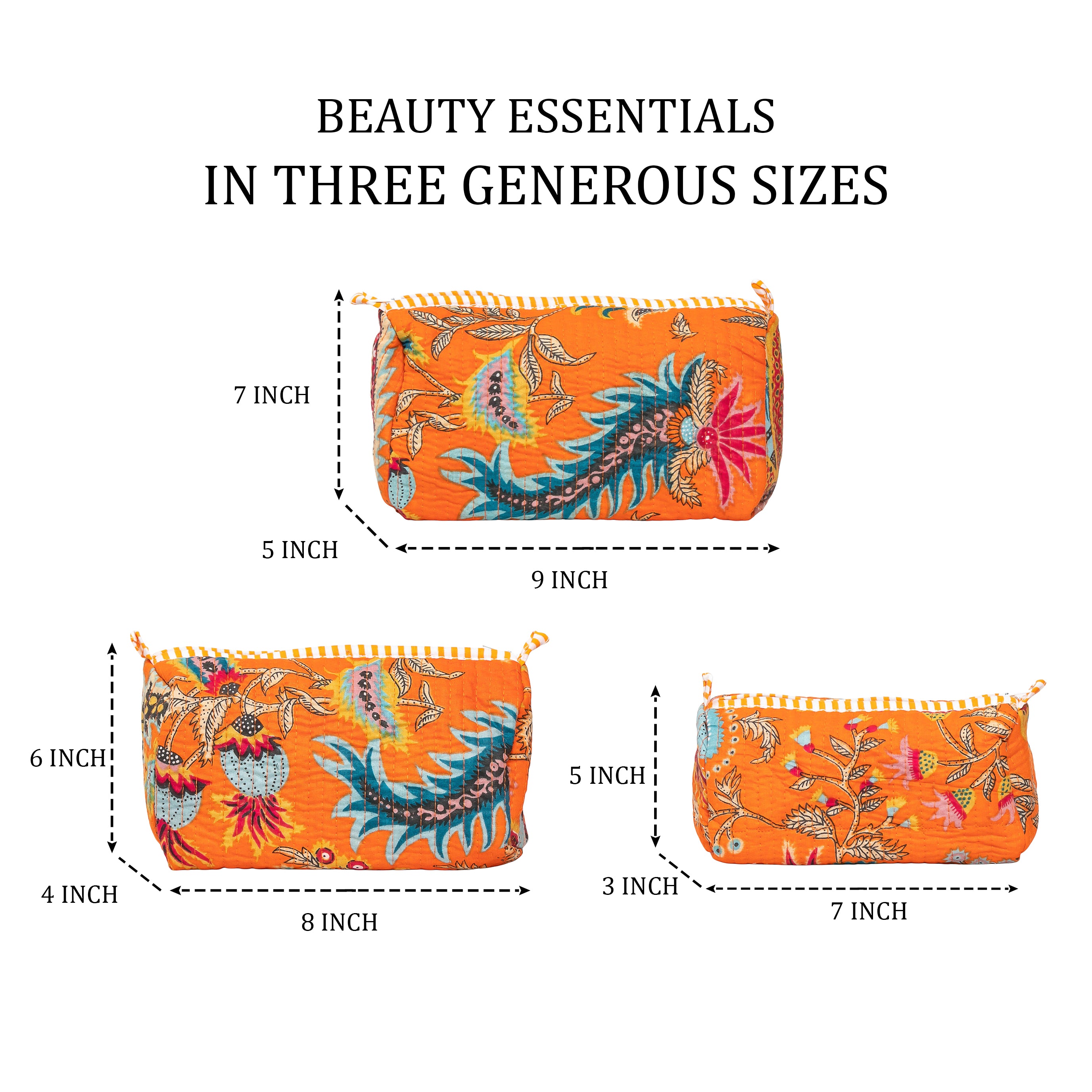 Travel Toiletry Bag – Unisex Makeup & Shaving Kit Organizer with Handle – Multipurpose Cosmetic Pouch for Travel & Storage (Orange Floral)