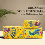 Travel Toiletry Bag – Unisex Makeup & Shaving Kit Organizer with Handle – Multipurpose Cosmetic Pouch for Travel & Storage (Yellow Floral)