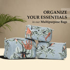 Travel Toiletry Bag – Unisex Makeup & Shaving Kit Organizer with Handle – Multipurpose Cosmetic Pouch for Travel & Storage (Grey Floral)