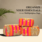 Travel Toiletry Bag – Unisex Makeup & Shaving Kit Organizer with Handle – Multipurpose Cosmetic Pouch for Travel & Storage (Orange Tiger)
