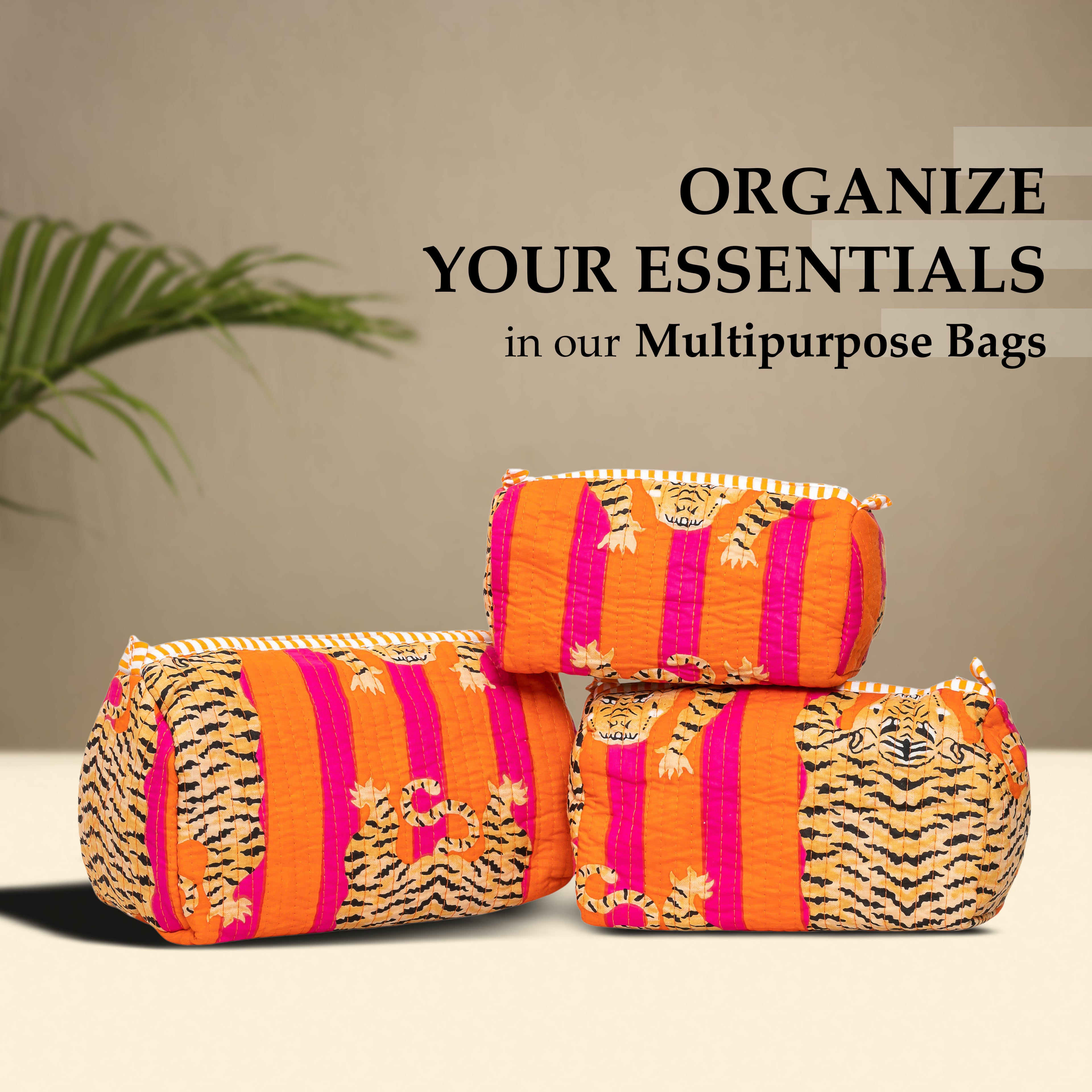Travel Toiletry Bag – Unisex Makeup & Shaving Kit Organizer with Handle – Multipurpose Cosmetic Pouch for Travel & Storage (Orange Tiger)