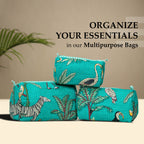 Travel Toiletry Bag – Unisex Makeup & Shaving Kit Organizer with Handle – Multipurpose Cosmetic Pouch for Travel & Storage (Turquoise Jungle)