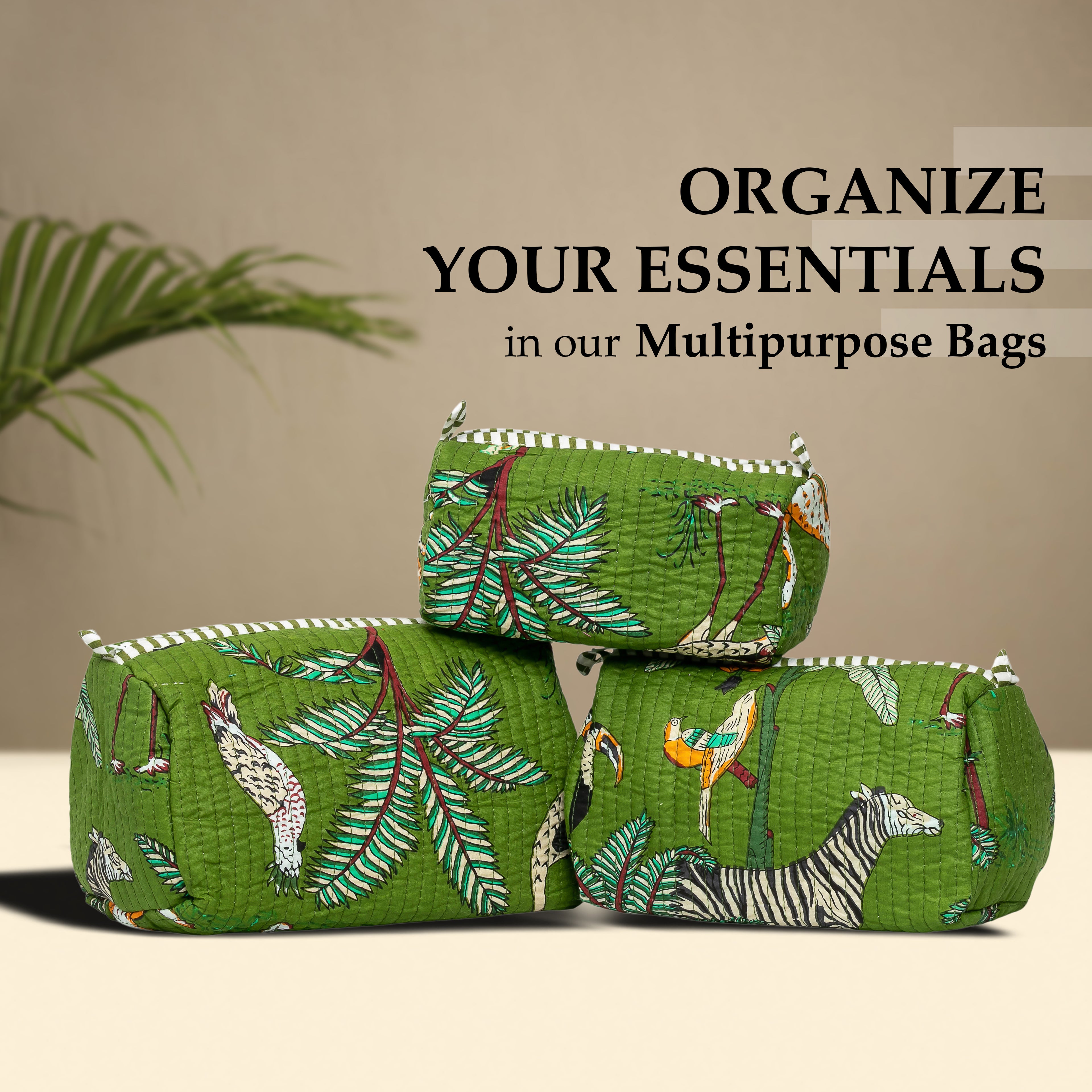 Travel Toiletry Bag – Unisex Makeup & Shaving Kit Organizer with Handle – Multipurpose Cosmetic Pouch for Travel & Storage (Green Jungle)