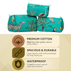 Premium Quilted Tote Bag with Matching Pouches Combo Set – Durable, Lightweight, Multipurpose Bag for Travel, Office & Daily Essentials (Turquoise Jungle)