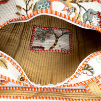 Beige Peacock Quilted Cotton Tote Bag (18x18) thumbnail 4