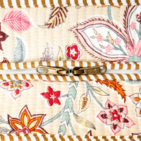 Beige Floral Quilted Cotton Tote Bag (18x18) thumbnail 6