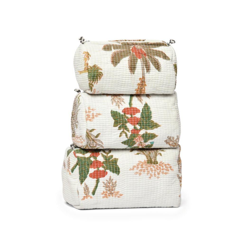 Travel Toiletry Bag – Unisex Makeup & Shaving Kit Organizer with Handle – Multipurpose Cosmetic Pouch for Travel & Storage (White Floral)
