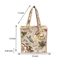 Beige Botanica Quilted Cotton Tote Bag (12x12) thumbnail 3