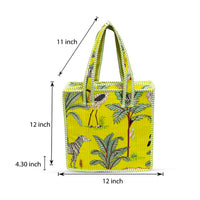 Parrot Green Jungle Quilted Cotton Tote Bag (12x12) thumbnail 3