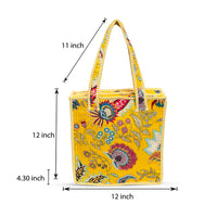 Yellow Floral Quilted Cotton Tote Bag (12x12) thumbnail 3