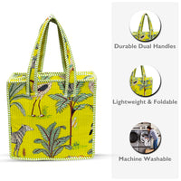 Parrot Green Jungle Quilted Cotton Tote Bag (12x12) thumbnail 4