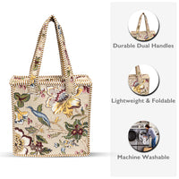 Beige Botanica Quilted Cotton Tote Bag (12x12) thumbnail 4