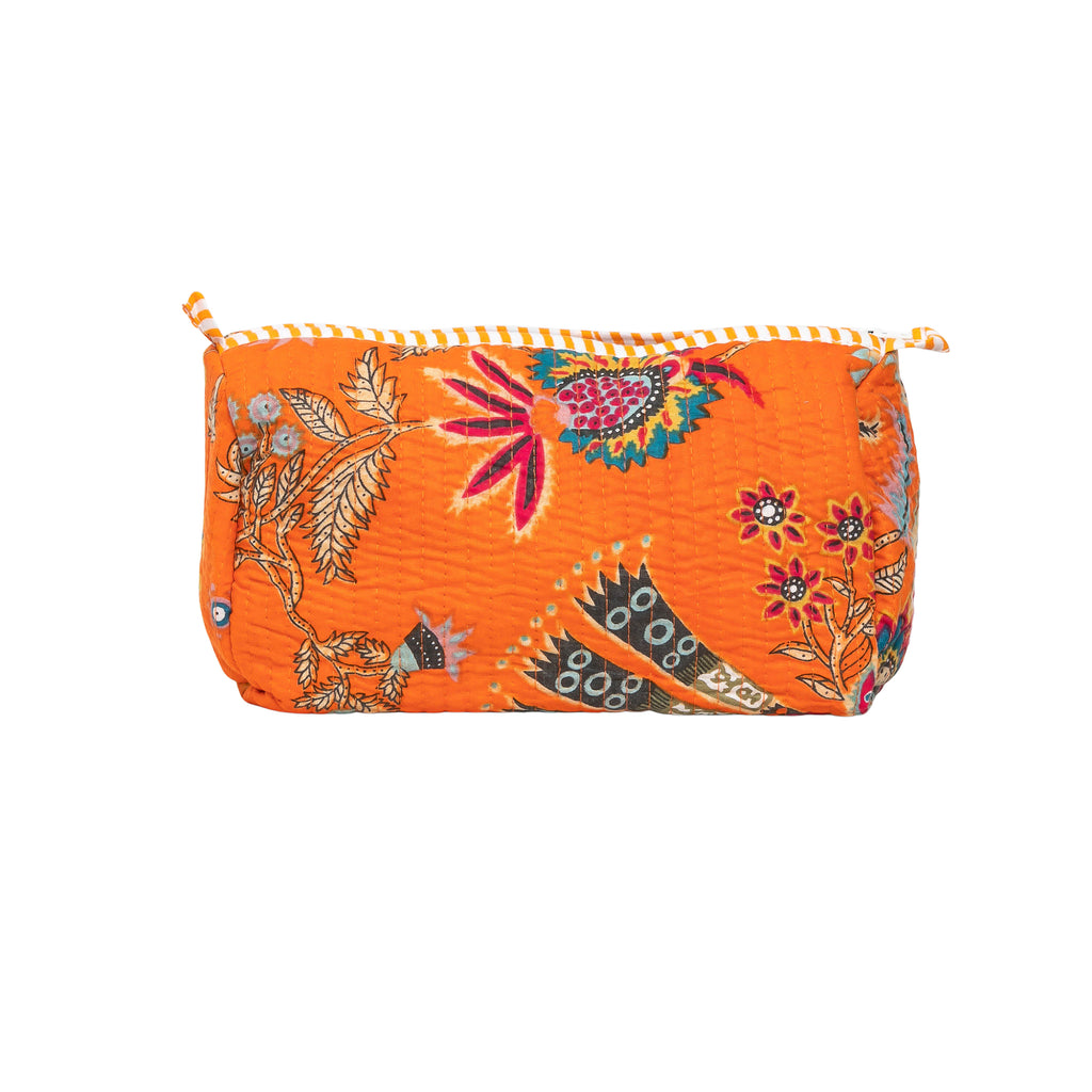 Travel Toiletry Bag – Unisex Makeup & Shaving Kit Organizer with Handle – Multipurpose Cosmetic Pouch for Travel & Storage (Orange Floral)