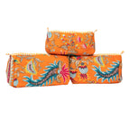 Premium Quilted Tote Bag with Matching Pouches Combo Set – Durable, Lightweight, Multipurpose Bag for Travel, Office & Daily Essentials (Orange Floral)