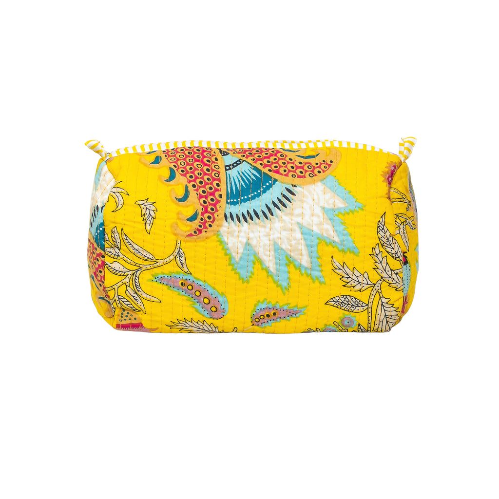 Premium Quilted Tote Bag with Matching Pouches Combo Set – Durable, Lightweight, Multipurpose Bag for Travel, Office & Daily Essentials (Yellow Floral)