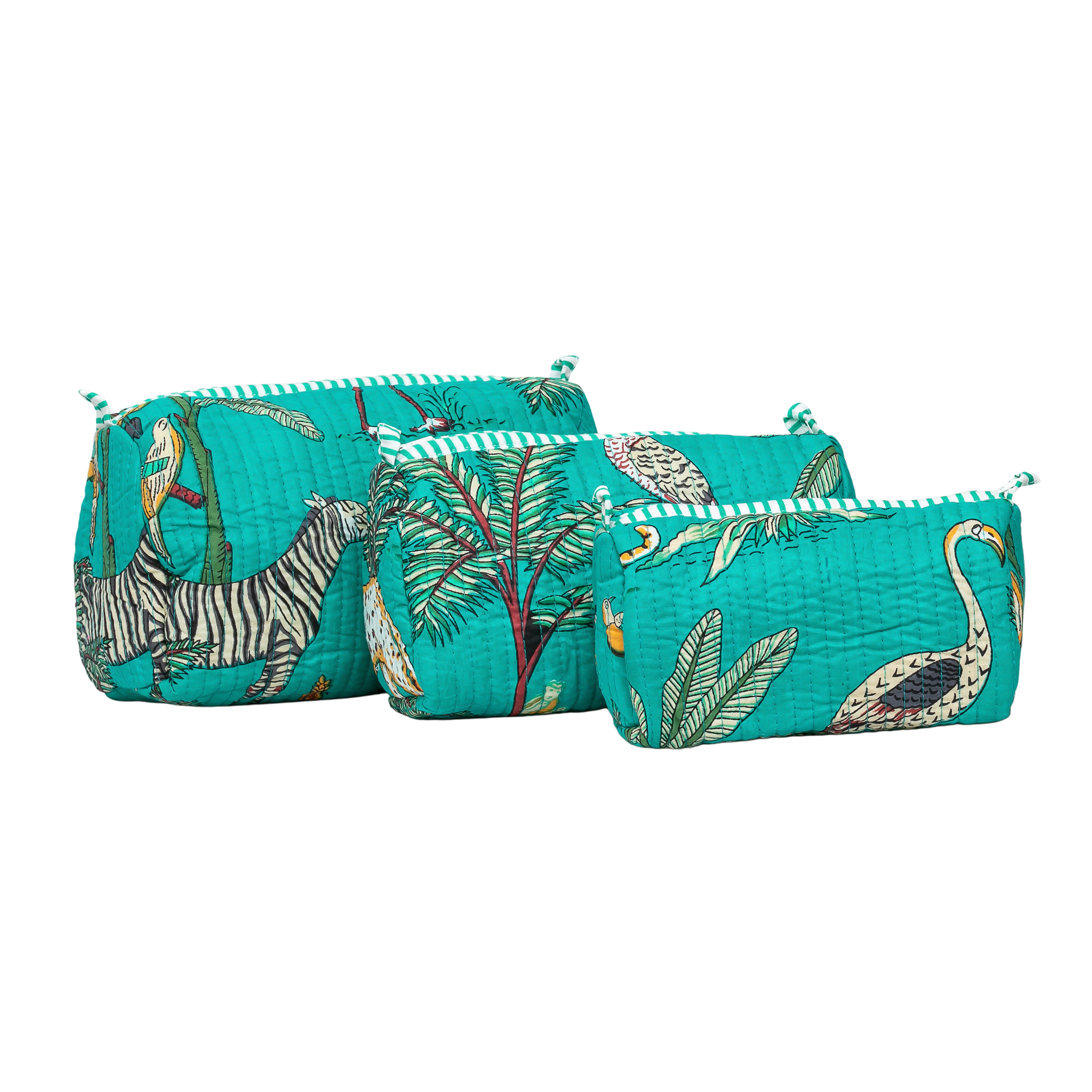 Travel Toiletry Bag – Unisex Makeup & Shaving Kit Organizer with Handle – Multipurpose Cosmetic Pouch for Travel & Storage (Turquoise Jungle)