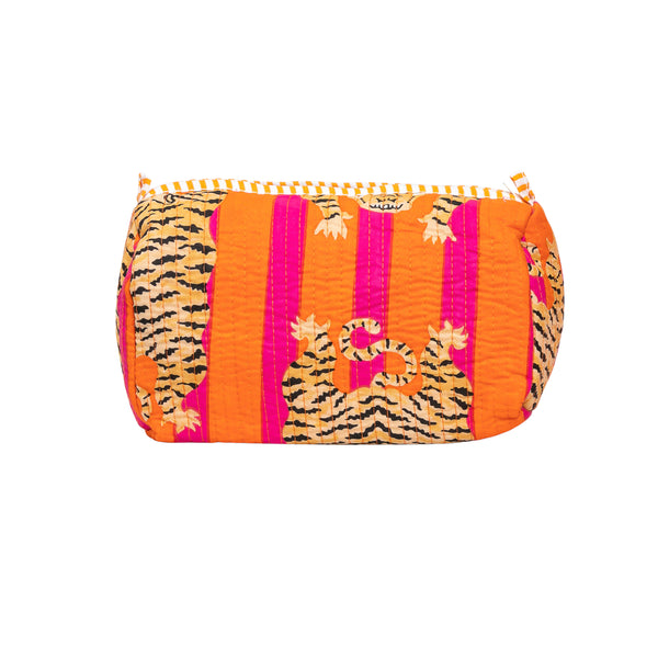 Travel Toiletry Bag – Unisex Makeup & Shaving Kit Organizer with Handle – Multipurpose Cosmetic Pouch for Travel & Storage (Orange Tiger)