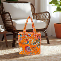 Orange Floral Quilted Cotton Tote Bag (12x12) thumbnail 2