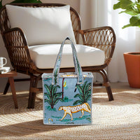 Grey Floral Quilted Cotton Tote Bag (12x12) thumbnail 2