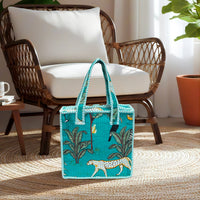 Turquoise Jungle Quilted Cotton Tote Bag (12x12) thumbnail 2