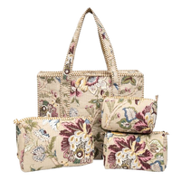 Beige Botanica Quilted Cotton Tote Bag (18x18) with Pouch Set Combo thumbnail 2