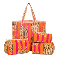 Orange Tiger Quilted Cotton Tote Bag (18x18) with Pouch Set Combo thumbnail 2