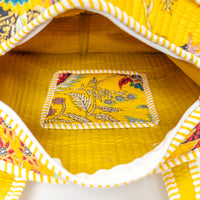 Yellow Floral Quilted Cotton Tote Bag (12x12) thumbnail 5