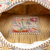 Beige Floral Quilted Cotton Tote Bag (12x12) thumbnail 6