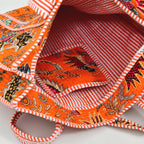 Premium Quilted Tote Bag with Matching Pouches Combo Set – Durable, Lightweight, Multipurpose Bag for Travel, Office & Daily Essentials (Orange Floral)