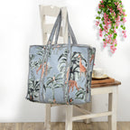 Premium Quilted Tote Bag with Matching Pouches Combo Set – Durable, Lightweight, Multipurpose Bag for Travel, Office & Daily Essentials (Grey Floral)
