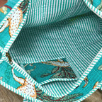Premium Quilted Tote Bag with Matching Pouches Combo Set – Durable, Lightweight, Multipurpose Bag for Travel, Office & Daily Essentials (Turquoise Jungle)